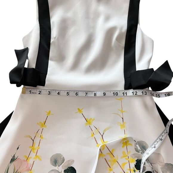 Ted Baker Marzy Elegance White Floral Bow Detail Sleeveless A-Line Dress - Picture 8 of 10